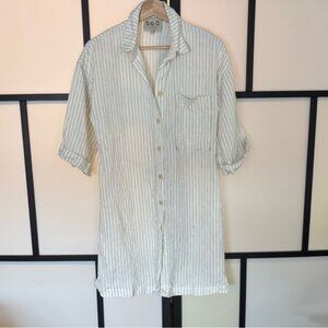 Sea New York Linen shirt asymmetrical button down Striped Women’s MEDIUM neutral